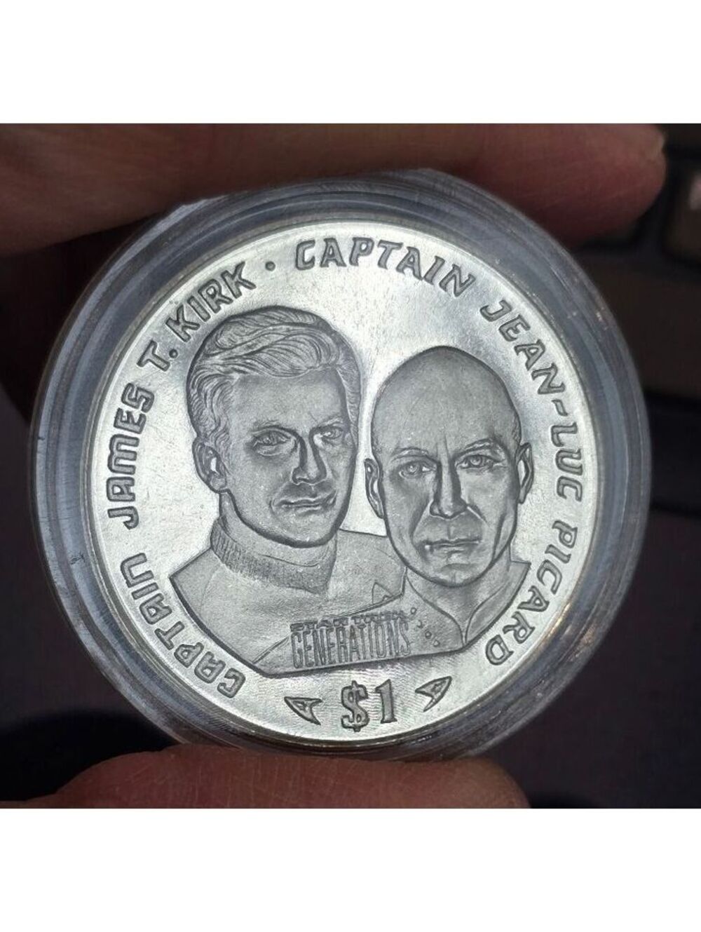1995 Star Trek Captain James Kirk & Captain Jean-Luc Picard $1 Repub of Liberia